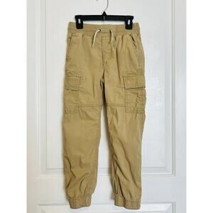 GAP Kids Cargo Jogger Pant Boys Youth Camel Beige Khaki Drawstring M 8-9 Regular